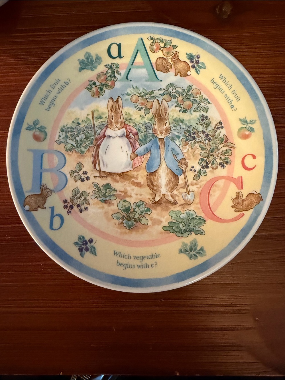 Wedgwood Peter Rabbit Alphabet Plate - Blue, Cream, Pink